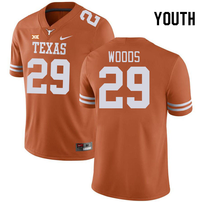 Youth #29 Ky Woods Texas Longhorns 2023 College Football Jerseys Stitched-Orange